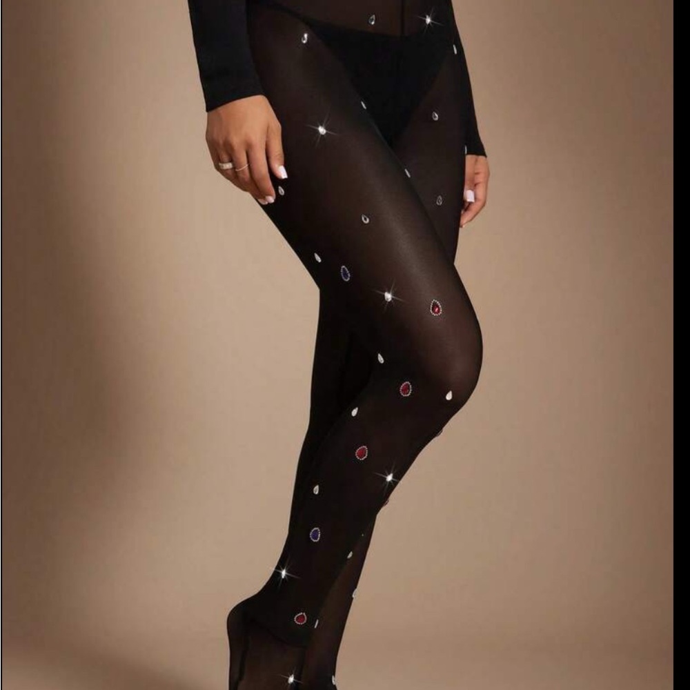 Stylish Black Tights with Multicolor Accents